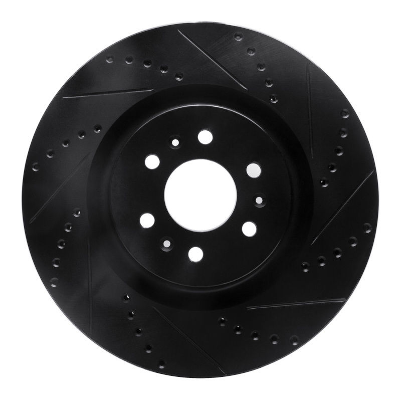 Cadillac CTS Brake Rotor (1) - Front Right - R1 Concepts - Drilled & Slotted - Black - `04-`11